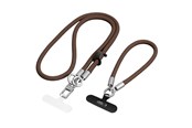Mobil - Andet Tilbehør - Tech-Protect C10S Crossbody Phone Lanyard (114 cm) + Wrist Lanyard (31 cm) - Brown-Titanium - 5906302324378