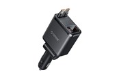 Mobil - Adaptere & Opladere - ORICO Twin Reach 45W USB-A + USB-C Car Charger with Two Retractable USB-C Cables - Black - TR-45-1A3C-BK-EP-HU