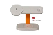 Mobil - Adaptere & Opladere - Canyon Hexagon 3-i-1 Trådløs Oplader 15W, Grå/Oran - CNS-WCS310LGOR