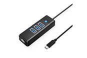 USB hub - ORICO PW3UR25-C3 USB Hub 4-Port 3x USB-A 3.0 1x RJ45 2.5G Ethernet 0.5m - Black USB hub - USB 3.0 - 4 ports - Sort - PW3UR25-C3-05-BK-EP