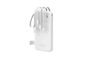 Powerbank - Wozinsky W11-W 10000mAh 10W Powerbank with Built-in Cables and Flashlight - White - 10000 mAh - 5907769388088