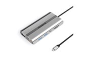 USB hub - ORICO XDR 12in1 USB-C Docking Station USB-A USB-C HDMI 4K VGA RJ45 Gigabit PD 100W SD and microSD Card Reader - Silver USB hub - USB 3.1 - 12 ports - Grå - XDR-X22-SV-BP