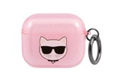 Mobil - Andet Tilbehør - Karl Lagerfeld Glitter Choupette Case for AirPods 3 - Pink - 3666339009182