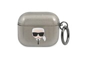 Mobil - Andet Tilbehør - Karl Lagerfeld Glitter Karl's Head Case for AirPods 3 - Black - 3666339030278