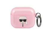 Mobil - Andet Tilbehør - Karl Lagerfeld Glitter Karl's Head Case for AirPods 3 - Pink - 3666339030339