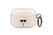 Mobil - Andet Tilbehør - Karl Lagerfeld Glitter Karl's Head Case for AirPods Pro - Gold - 3666339030353