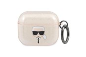 Mobil - Andet Tilbehør - Karl Lagerfeld Glitter Karl's Head Case for AirPods 3 - Gold - 3666339030360