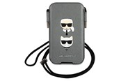 Mobil - Covers & Cases - Karl Lagerfeld Saffiano Ikonik Karl&Choupette Head 6.1'' Handbag - Gray - 3666339030773