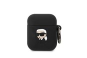 Mobil - Andet Tilbehør - Karl Lagerfeld KLA2RUNIKK AirPods 1/2 cover black/black Silicone Karl Head 3D - 3666339087807