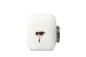 Mobil - Andet Tilbehør - Karl Lagerfeld KLA2RUNIKH AirPods 1/2 cover white/white Silicone Karl Head 3D - 3666339087838