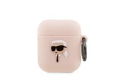 Mobil - Andet Tilbehør - Karl Lagerfeld KLA2RUNIKP AirPods 1/2 cover pink/pink Silicone Karl Head 3D - 3666339087869