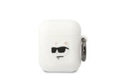 Mobil - Andet Tilbehør - Karl Lagerfeld KLA2RUNCHH AirPods 1/2 cover white/white Silicone Choupette Head 3D - 3666339087920