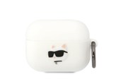 Mobil - Andet Tilbehør - Karl Lagerfeld KLAPRUNCHH AirPods Pro cover white/white Silicone Choupette Head 3D - 3666339087937