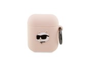 Mobil - Andet Tilbehør - Karl Lagerfeld KLA2RUNCHP AirPods 1/2 cover pink/pink Silicone Choupette Head 3D - 3666339087951