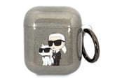Mobil - Andet Tilbehør - Karl Lagerfeld KLA2HNKCTGK Airpods 1/2 cover black/black Gliter Karl&Choupette - 3666339088132