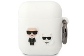 Mobil - Andet Tilbehør - Karl Lagerfeld KLACA2SILKCW AirPods 1/2 cover white/white Silicone Karl & Choupette - 3666339088194