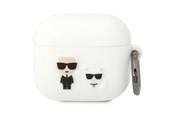 Mobil - Andet Tilbehør - Karl Lagerfeld KLACA3SILKCW AirPods 3 cover white/white Silicone Karl & Choupette - 3666339088217