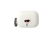 Mobil - Andet Tilbehør - Karl Lagerfeld KLAP2RUNIKH AirPods Pro 2 cover white/white Silicone Karl Head 3D - 3666339099244