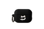 Mobil - Andet Tilbehør - Karl Lagerfeld KLAP2RUNCHK AirPods Pro 2 cover black/black Silicone Choupette Head 3D - 3666339099268