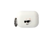 Mobil - Andet Tilbehør - Karl Lagerfeld KLAP2RUNCHH AirPods Pro 2 cover white/white Silicone Choupette Head 3D - 3666339099275