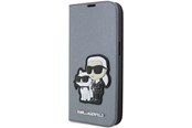 Mobil - Covers & Cases - Karl Lagerfeld KLBKP14XSANKCPG iPhone 14 Pro Max 6.7" bookcase silver/silver Saffiano Karl & Choupette - 3666339122850