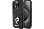 Mobil - Covers & Cases - Karl Lagerfeld Saffiano Cardslot Karl&Choupette Metal Pin case for iPhone 15 Pro - black - 3666339165536