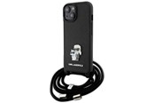 Mobil - Covers & Cases - Karl Lagerfeld Crossbody Saffiano Metal Pin Karl & Choupette case for iPhone 15 - black - 3666339165758