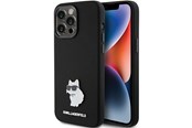 Mobil - Covers & Cases - Karl Lagerfeld Silicone Choupette Metal Pin case for iPhone 15 Pro Max - black - 3666339166380