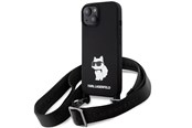 Mobil - Covers & Cases - Karl Lagerfeld KLHCP15SSCBSCNK iPhone 15 6.1" hardcase black/black Crossbody Silicone Choupette - 3666339167554