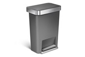 Affaldssortering - Simplehuman Rectangular Pedal Bin with Liner Pocket - 45 L Grey - CW1386CB