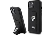 Mobil - Covers & Cases - Karl Lagerfeld Gripstand Saffiano Karl&Choupette Pins case for iPhone 15 - black - 3666339206871