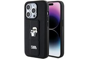 Mobil - Covers & Cases - Karl Lagerfeld Gripstand Saffiano Karl&Choupette Pins case for iPhone 15 Pro - black - 3666339206895