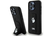 Mobil - Covers & Cases - Karl Lagerfeld Gripstand Saffiano Choupette Pins Case for iPhone 13 Pro / 13 - Black - 3666339207373