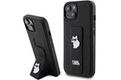 Mobil - Covers & Cases - Karl Lagerfeld Gripstand Saffiano Choupette Pins Case for iPhone 15 Plus / 14 Plus - Black - 3666339207441
