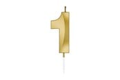 Legetøj - Globos Cake Candle 6cm Metallic Gold no. 1 - 1011