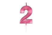 Legetøj - Globos Cake Candle 6cm Metallic Light Pink no. 2 - 1042