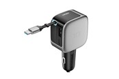 Mobil - Adaptere & Opladere - CUKTECH CC903P 100W Car Charger with Display and 70cm Retractable USB-C Cable - Grey - CC903P