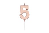 Legetøj - Globos Cake Candle 4.5cm Metallic Rose Gold no. 5 - 1095