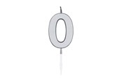 Legetøj - Globos Cake Candle 4.5cm Metallic Silver no. 0 - 1080