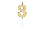 Legetøj - Globos Cake candle 4.5cm Metallic Gold no. 3 - 1073