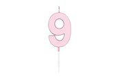 Legetøj - Globos Cake candle 4.5cm Pastel Pink no. 9 - 1119