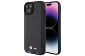 Mobil - Covers & Cases - BMW BMHCP15M22PTDK iPhone 15 Plus 6.7" black/black Leather Stamp Tricolor - 3666339143350