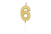 Legetøj - Globos Cake candle 4.5cm Metallic Gold no. 6 - 1076