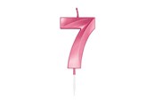 Legetøj - Globos Cake Candle 6cm Metallic Light Pink no. 7 - 1047