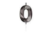 Legetøj - Globos Cake Candle 6cm Metallic Black no. 0 - 1060