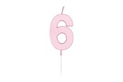 Legetøj - Globos Cake candle 4.5cm Pastel Pink no. 6 - 1116