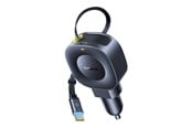 Mobil - Adaptere & Opladere - Baseus PrimeTrip VR2 30W + 30W Car Charger with Retractable USB-C Cable - Black - C0206401