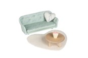 Dukke, bamse og udstyr - Micki Lundby sofastue m/mint grøn sofa bord hjerte pude - 18372