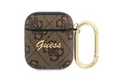 Mobil - Andet Tilbehør - GUESS GUA24GSMW AirPods cover brown / brown 4G Script Metal Collection - 3666339009724