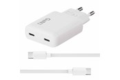 Mobil - Adaptere & Opladere - X2O 65W GaN Dual SLIM AVS Oplader (Inkl. 1.5 m USB-C til USB-C kabel) - Hvid - 01057